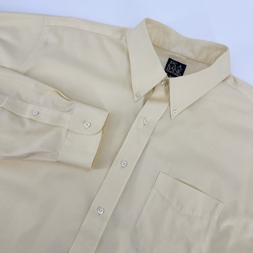 Jos.‎ A. Bank Traveler Collection Mens Button Down Dress Shirt 18 - 36 Yellow